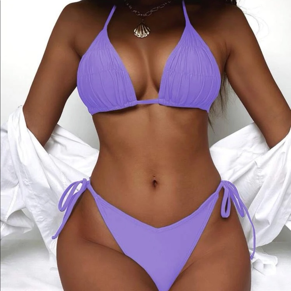 Lilac Purple Triangle Tie Bikini